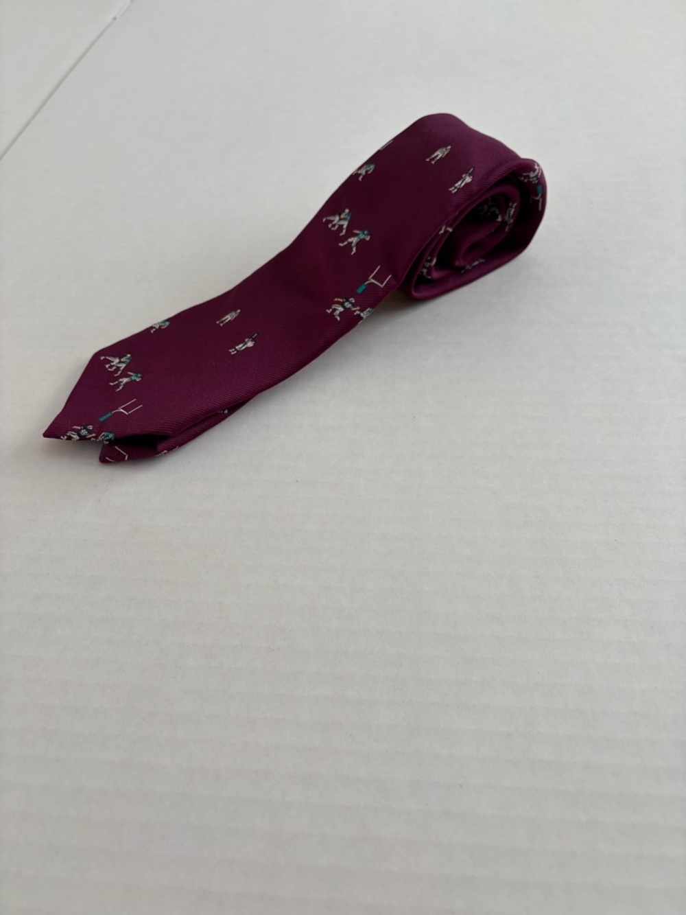 Chuck Hines Golden Key Shops Football Silk Tie Burgundy Sports Novelty